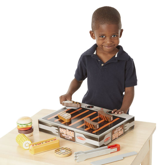Wooden Bbq Children's Play Bbq Grill Wooden Grill Serve BBQ