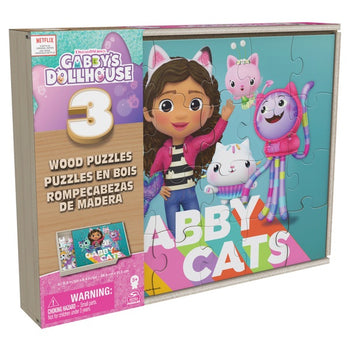 Gabbys Dollhouse Wooden Puzzle 3-Piece